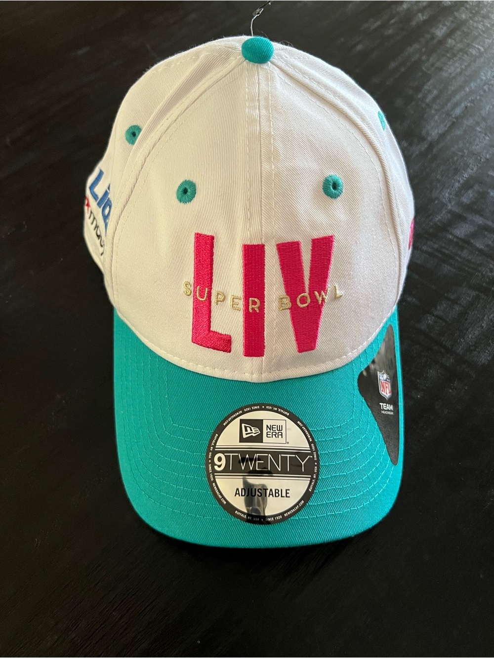 New Era Kids White Teal Pink Super Bowl LIV 9TWENTY Adjustable Hat